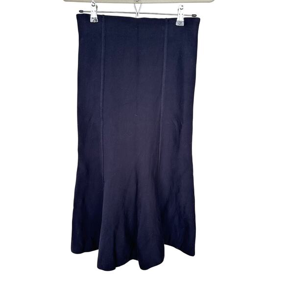COS Women's Navy Stretch Heavy-Knit Flared Mermaid A-line Midi Skirt,Size XS,EUC - Picture 2 of 8
